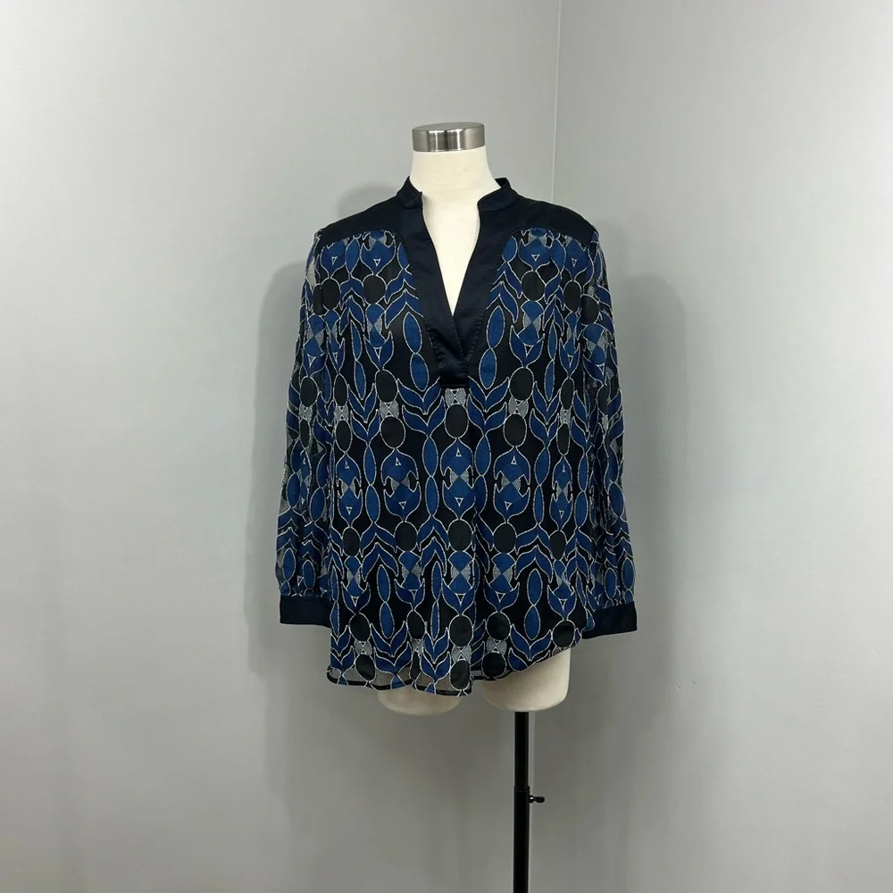 Tory Burch‎ Black/Navy Print Blouse